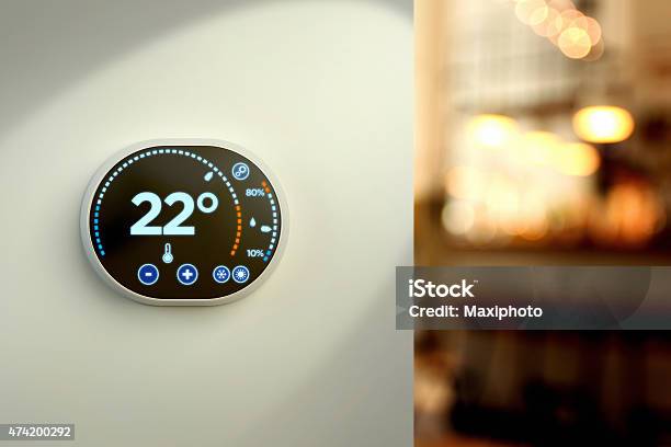Smart Home Klimakontrollsystem Grad Celsius Temperatur Wand Stockfoto und mehr Bilder von Klimaanlage