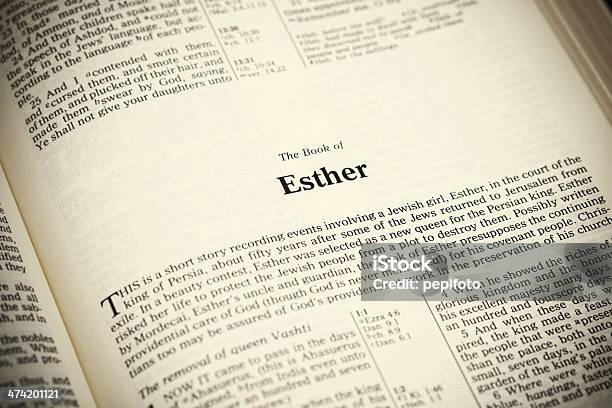 Abra A Bíblia O Livro De Esther - Fotografias de stock e mais imagens de Bíblia - Bíblia, Página, Aberto