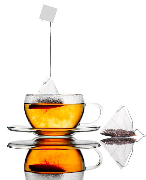 Glass tea with bag. stock photo