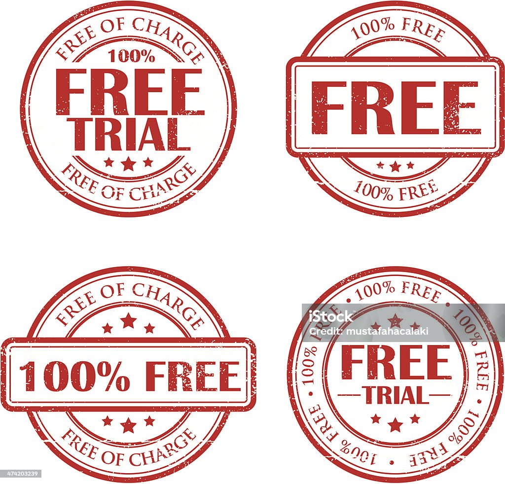 Free trial grunge stamps Free of charge stamps. Non-grunge versions are included in the layers. Can be removed easily. Free of Charge stock vector