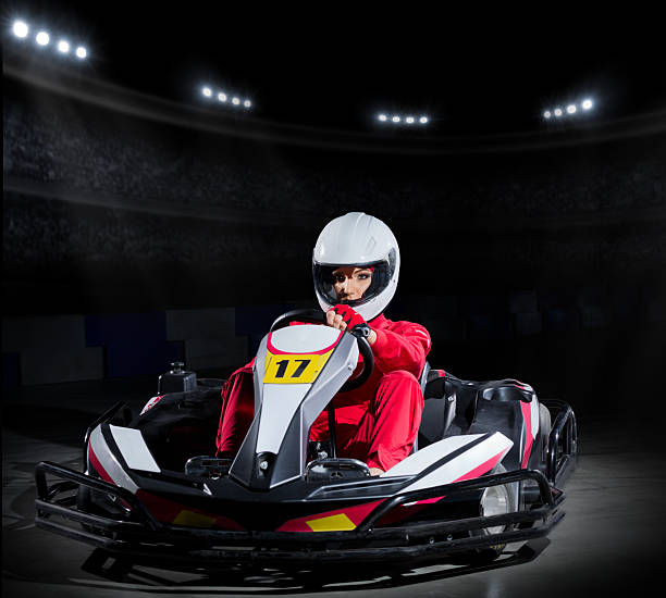 istock Young girl karting driver 474203332
