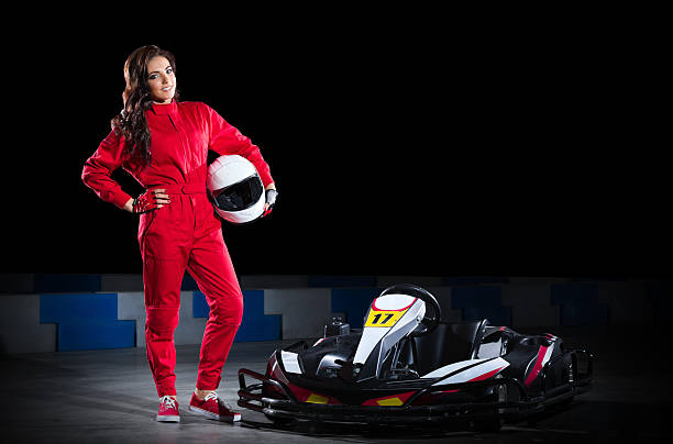 istock Young girl karting driver 474203334