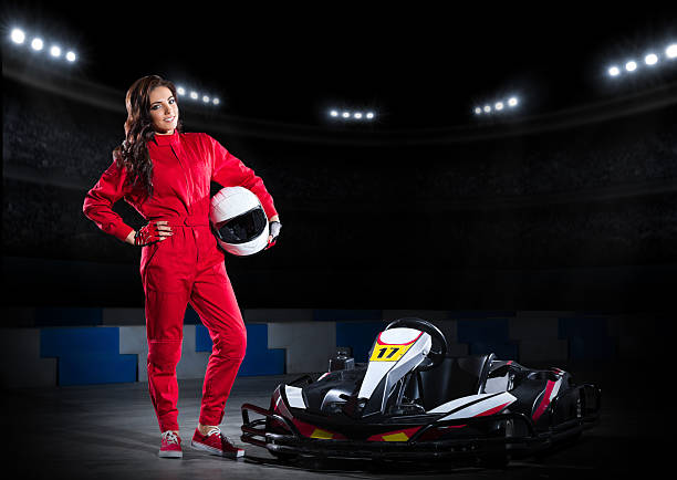 istock Young girl karting driver 474203336