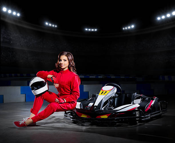 istock Young girl karting driver 474203342