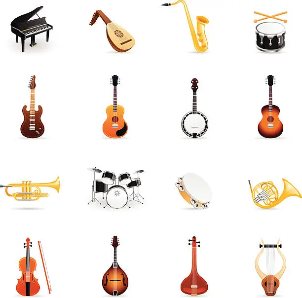 Vector illustration of Color Icons - Musical Instruments