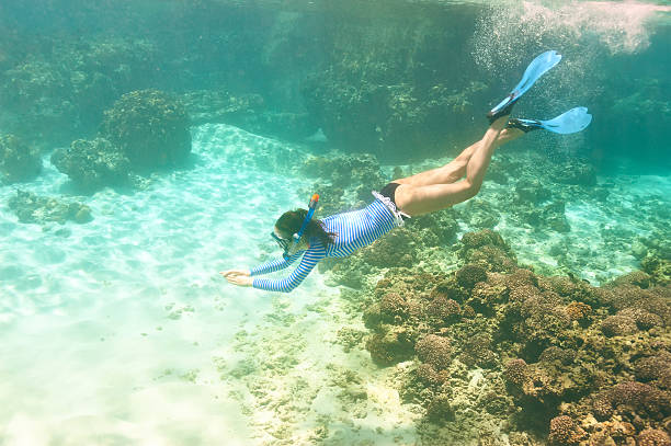 istock Woman with mask snorkeling 474206934
