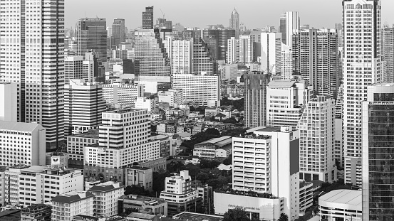 Sathron in the evening, one of the most significant business areas in Thailand. It’s located on the Bangkok downtown.