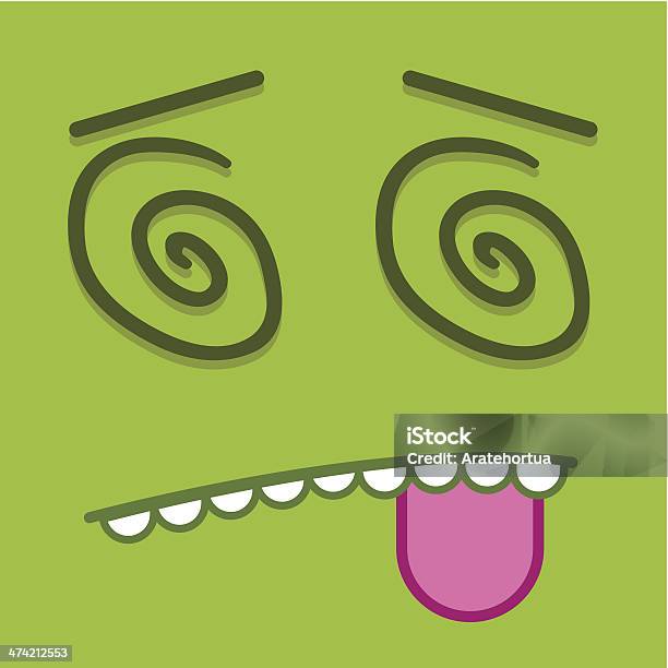 Dizzy Face Color Vector Cute Cartoon Green Dizzy Face Stock Illustration - Download ...