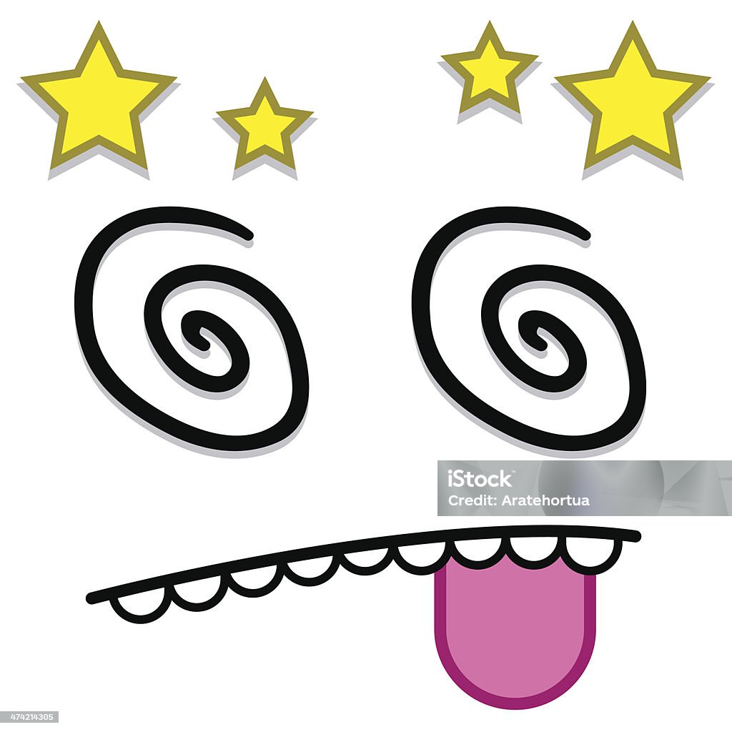 Vector Cute Cartoon White Dizzy Face Beaten Up stock vector