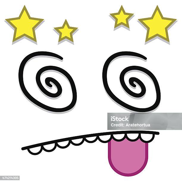 Vector Cute Cartoon White Dizzy Face Stock Illustration - Download Image Now - Beaten Up, Bizarre, Boys