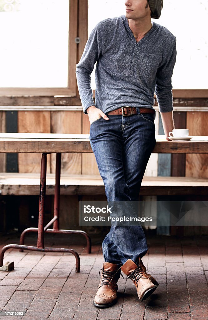 Hipster lifestyle Cropped image of a young male from the torso downhttp://195.154.178.81/DATA/i_collage/pi/shoots/785258.jpg Boot Stock Photo
