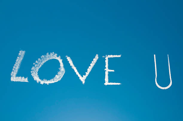 Love you in the sky stock photo