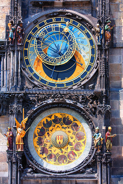 famoso orloj reloj astronómico de praga - astronomical clock fotografías e imágenes de stock