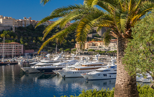 Luxury yachts in Monaco on a sunny day.