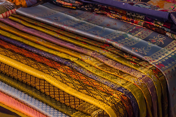 istock Thai fabric, colorful fabric texture background 474218618