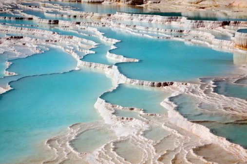 Travertine pools and terraces at ancient Hierapolis, Pamukkale/Turkey