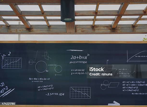 Mathematic Formulas On A Blackboard At School Stock Photo - Download Image Now - 2015, Backgrounds, Black Color