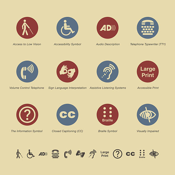 Disability Access Icons - Color Series Disability Access Icons Color Series Vector EPS10 File. sign language icon stock illustrations