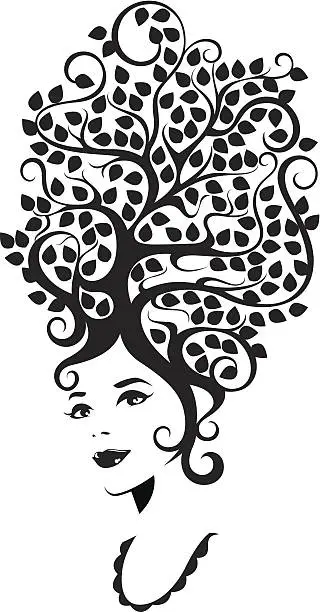 Vector illustration of Woman-tree.