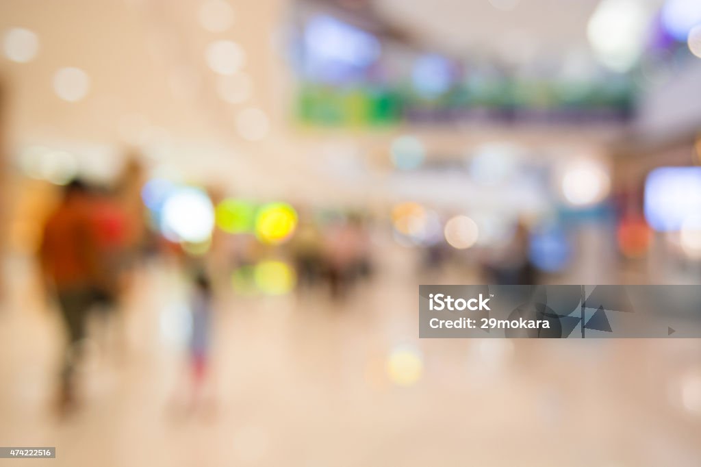 Shopping mall blur background with bokeh 2015 Stock Photo