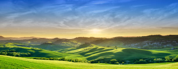 istock Idyllic landscape - Sunset over green fields of Tuscany 474223393