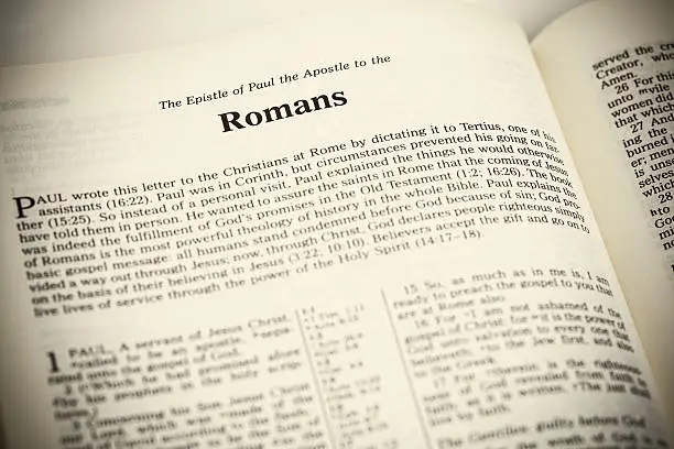 Open bible,The epistle of paul the apostle to the Romans