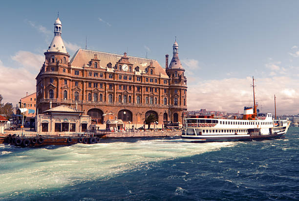 Haydarpasha Terminal in Istanbul and a ferry Haydarpasa Terminal is a main station of the Turkish State Railways. haydarpaşa stock pictures, royalty-free photos & images