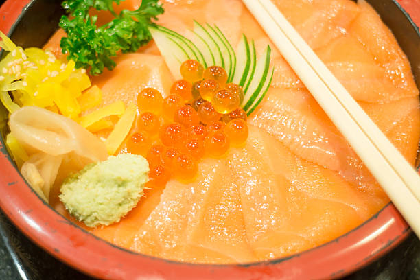 istock Japanese rice box with salmon sashimi 474223882