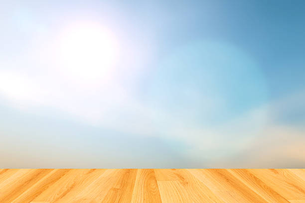 istock blurred blue sky backgrounds and Wood Floor 474224214