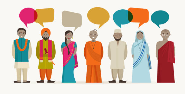 indian menschen sprechen-verschiedene indische religiöse - hinduismus grafiken stock-grafiken, -clipart, -cartoons und -symbole
