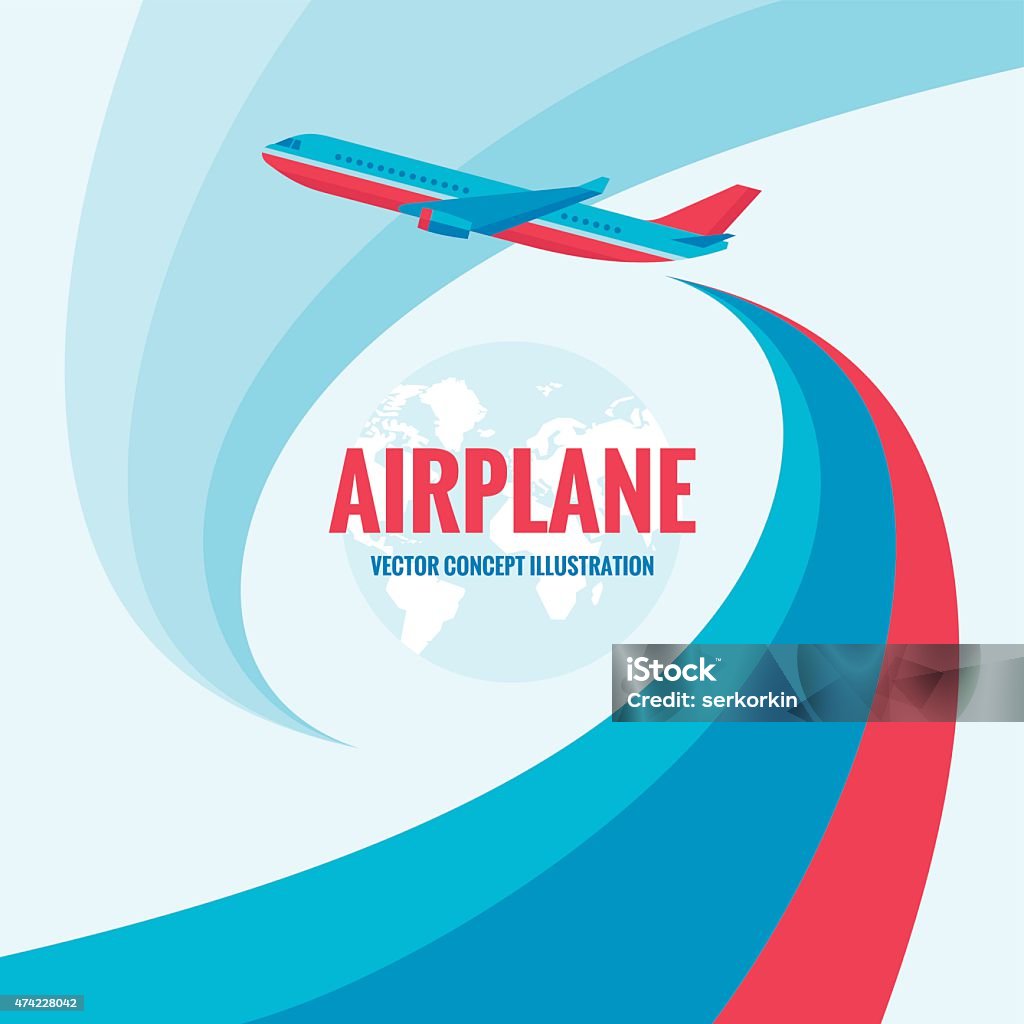 Airplane - vector concept illustration with abstract background Airplane - vector concept illustration with abstract background. Airplane silhouette illustration for transportation or travel company. Design elements. Airplane stock vector