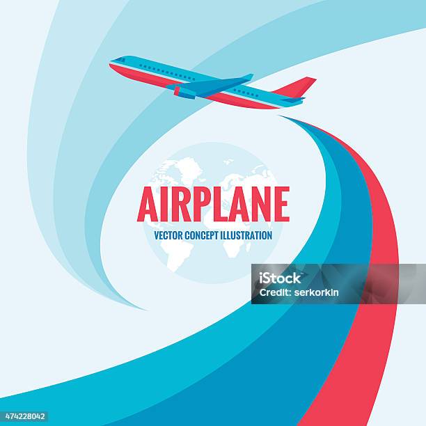 Airplane Vector Concept Illustration With Abstract Background Stock Illustration - Download Image Now