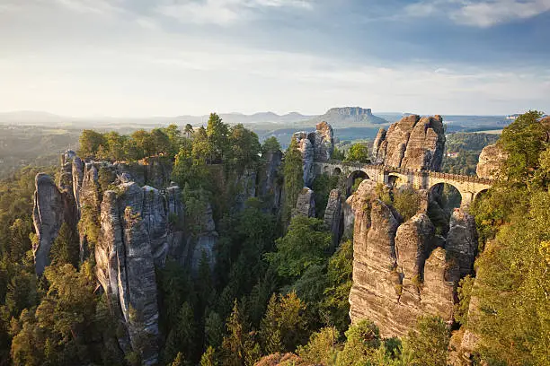 At the Bastei Bridge in the eraly morning, Dresden, Germany