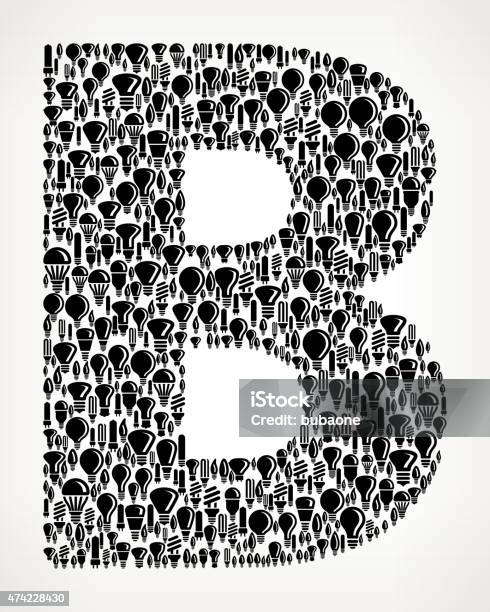 Letter B On Vector Lightbulb Pattern Background Stock Illustration ...
