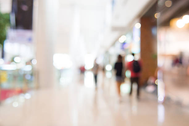 Shopping mall blur background with bokeh stock photo