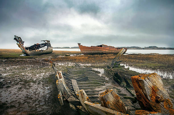 istock Old fishing boat wrecks 474230422