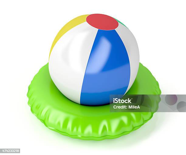 Beach Ball And Swim Ring Stock Photo - Download Image Now - Inflatable Swim Ring, 2015, Beach Ball