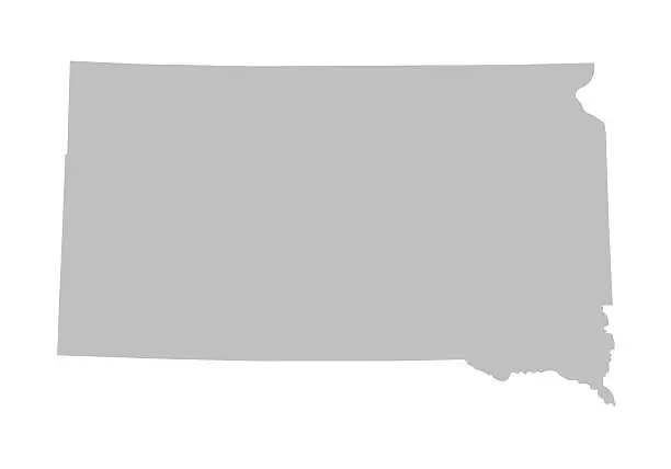 Vector illustration of grey map of South Dakota