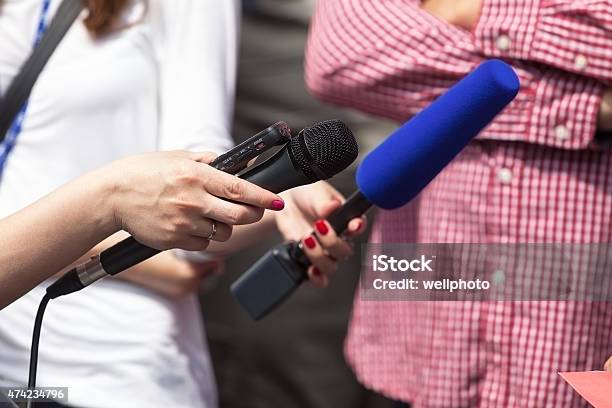 Media Interview Stock Photo - Download Image Now - Media Interview, Microphone, 2015