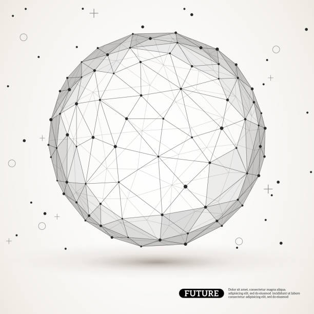 Wireframe mesh polygonal element. Sphere with connected lines and dots. Wireframe mesh polygonal element. Sphere with connected lines and dots. Connection Structure. Geometric Modern Technology Concept. Digital Data Visualization. Social Network Graphic Concept polyhedron stock illustrations