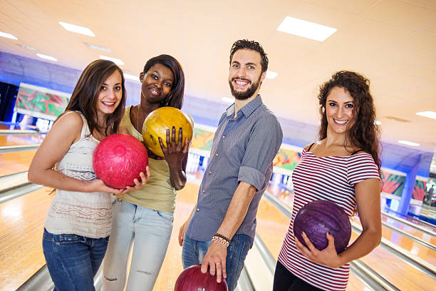 istock Group of friends at the bowling 474243180