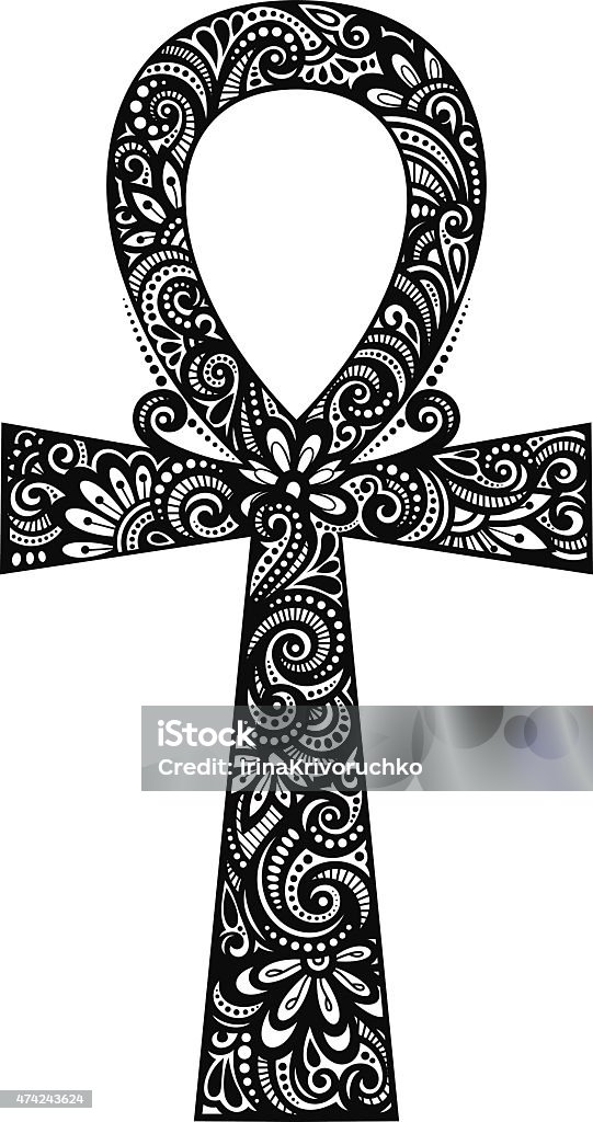 Vector Egyptian Cross (Ankh) Vector Egyptian Cross (Ankh) with Decorative Floral Design Ankh stock vector