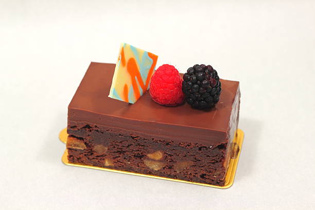 istock chocolate brownie cake with fresh fruit 474249798
