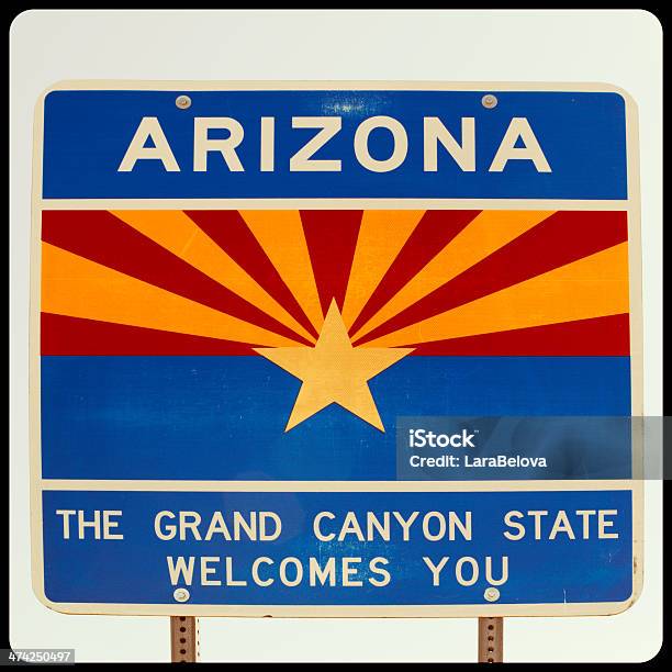 Photo libre de droit de Bienvenue Dans Larizona banque d'images et plus d'images libres de droit de Panneau de bienvenue - Panneau de bienvenue, Arizona, Bleu