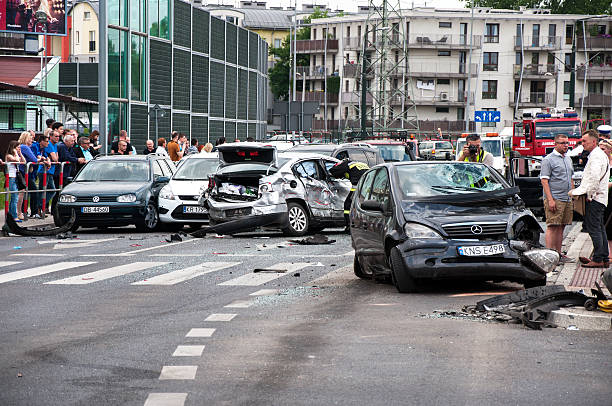 Car accident in Cracow, Poland stock photo