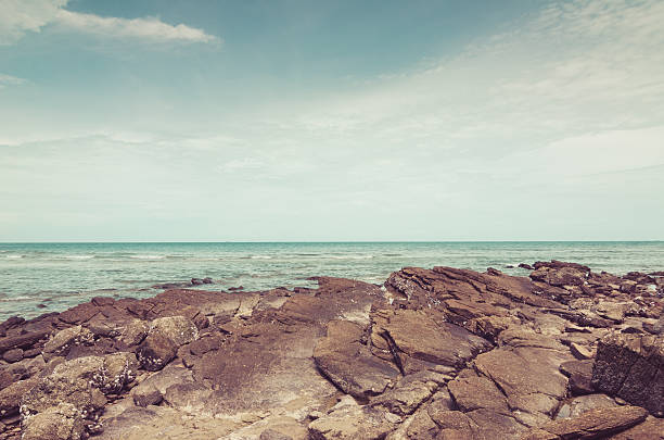 해변, 푸른 바다 빈티지 스톡 사진