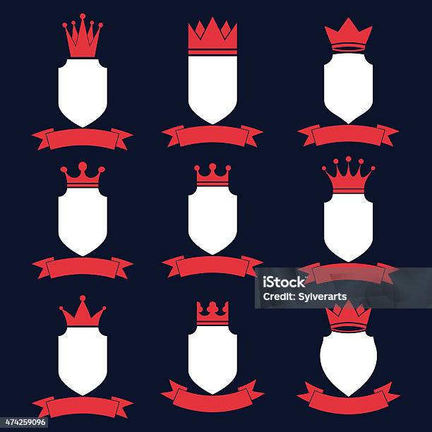 Collection Of Empire Design Elements Heraldic Royal Crowns Stock Illustration - Download Image Now