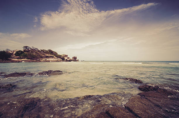 Plage et la mer bleu vintage - Photo