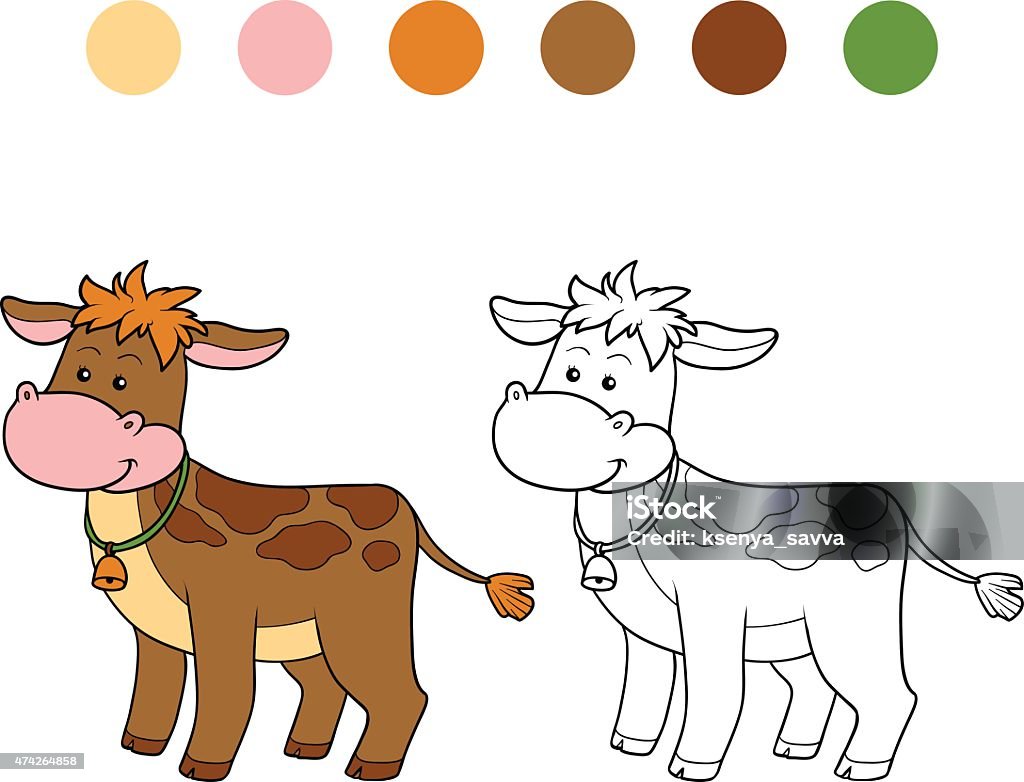 Coloring book (calf) Game for children: Coloring book (calf) 2015 stock vector