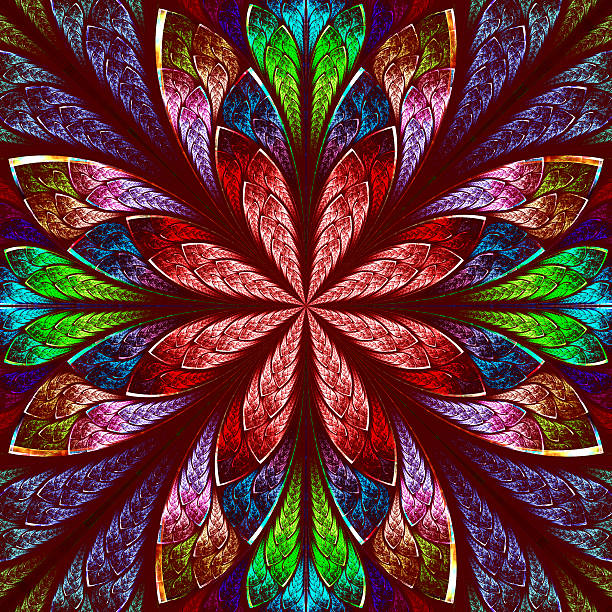 istock Multicolor beautiful fractal in stained glass window style. 474265701